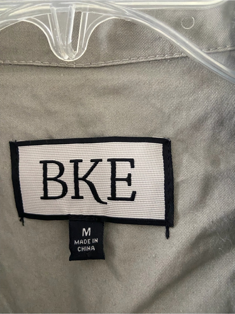 BKE Embroidered Utility Jacket in Light Khaki with Red and Pink Floral Accents - Picture 3 of 3